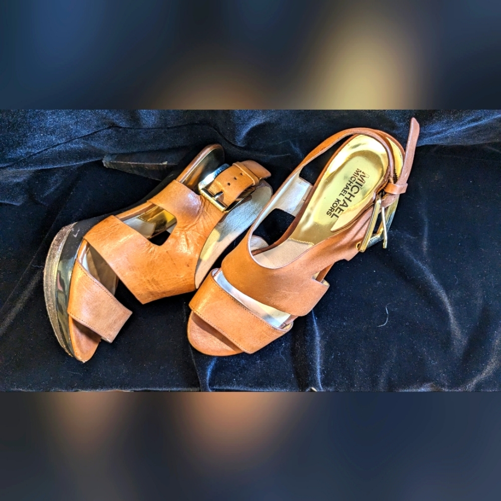 Michael Kors Tan Leather Platform Heels